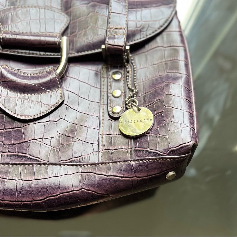 Apostrophe Purple Snakeskin Bag Large Tote Purse Shoulder Bag - Picture 4 of 4